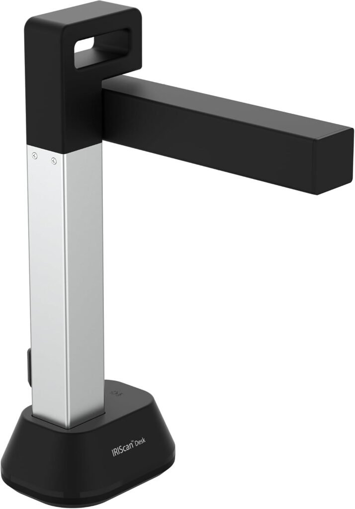 IRIScan Desk 8MP A4 Book and Document Scanner Grey with OCR, AI Auto-Flattening and Finger Erasing, Compatible with Windows